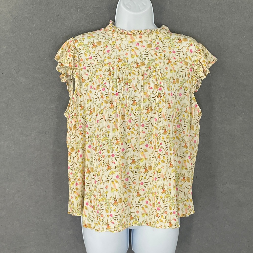 Rose & Olive Cream Floral Ruffle Sleeve Blouse